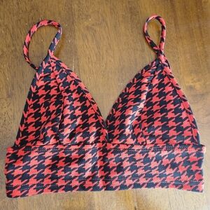Red and Black Houndstooth Bralette Top